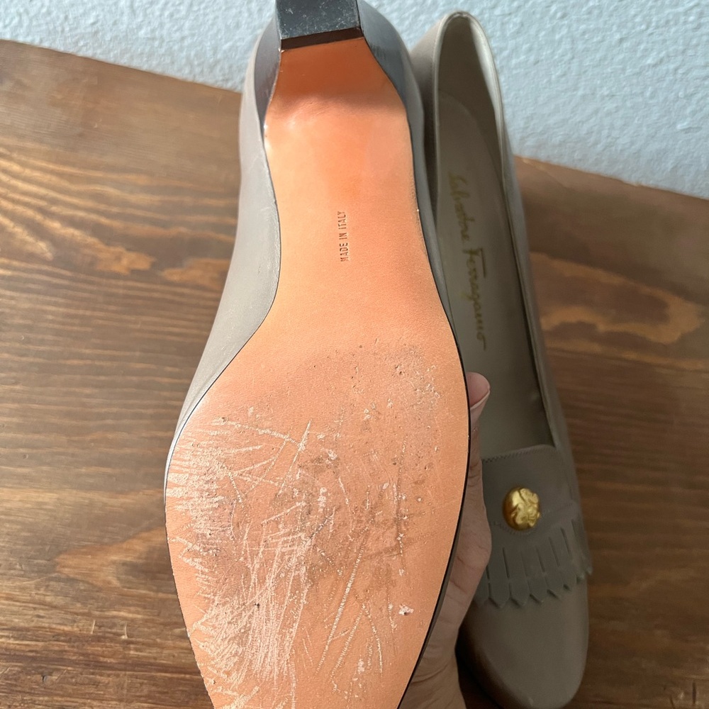 Salvatore Ferragamo Taupe Leather Loafers - Picture 3 of 5